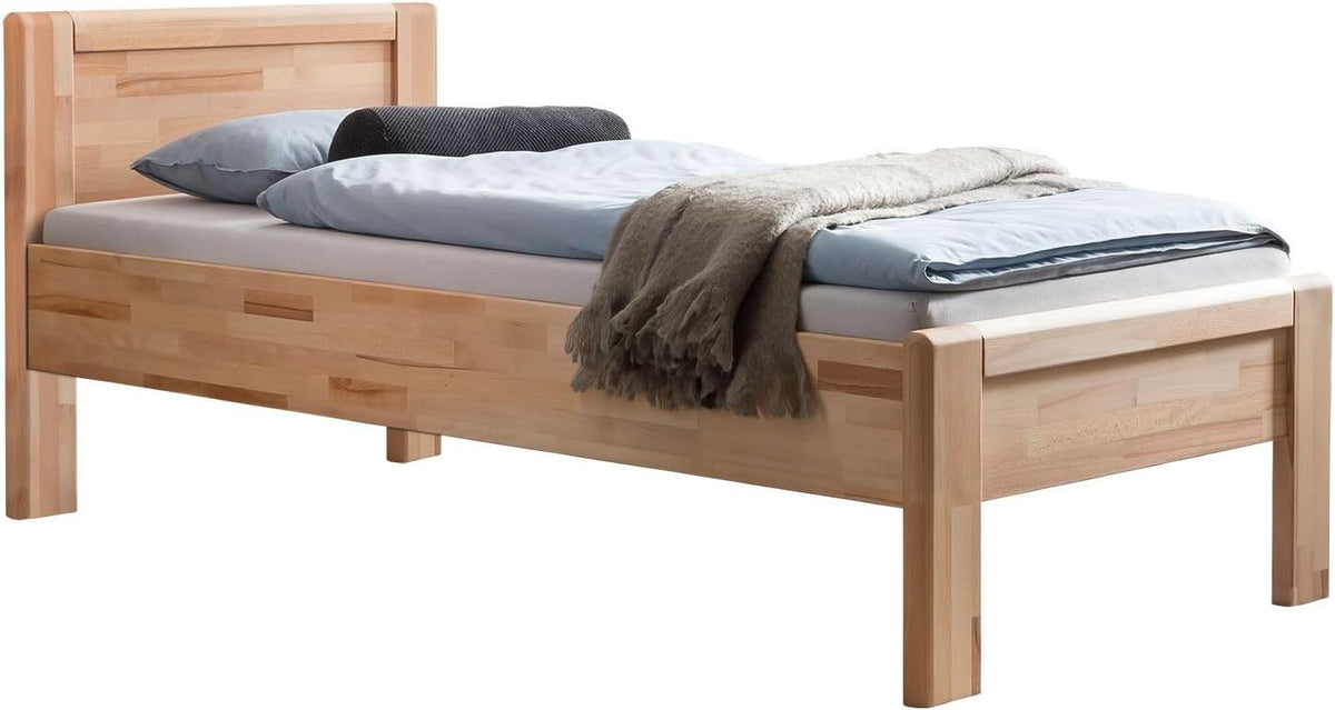 Estrutura de cama, HOMELIV., 48 cm, 160 kg, 90 × 200 cm, 15cm, com portas, madeira, Natural, para o quarto