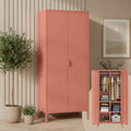 Roupeiro, skølm, Ituri, 80 cm, 170 × 45 × 80 cm, altura regulável, regulável, com prateleiras, aço, metal, Terrakotta, para o quarto