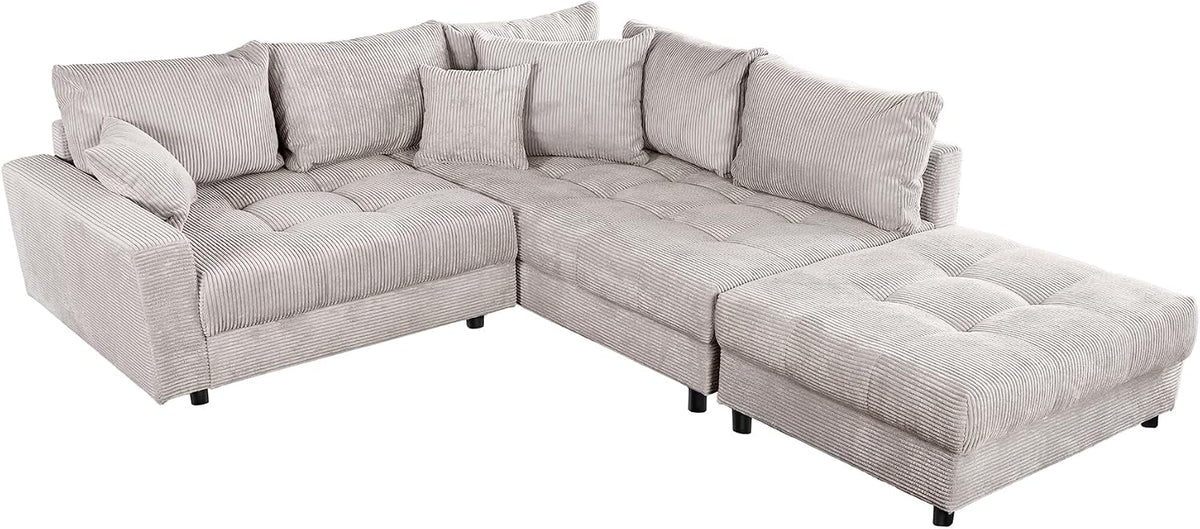 Sofá, Riess Ambiente, Modernes, 220cm, 85 cm, 184 cm, 45 cm, 70 cm, madeira, poliéster, Bege, para a sala