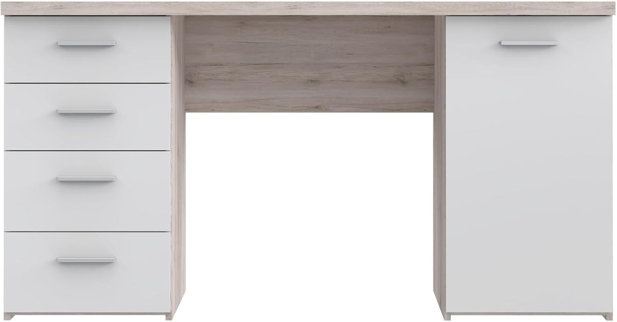 Secretária, Forte, NET106, 145 cm, 60 cm, 76,3 cm, madeira, Branco / Sandeiche, para uso diário