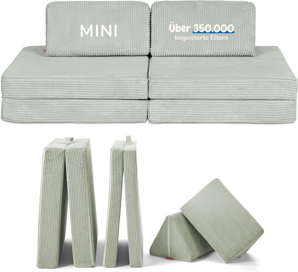 Sofá, Funzy, Mini, 46cm, 10kg, 130 × 65 × 46cm, Salbei Verde, para a sala