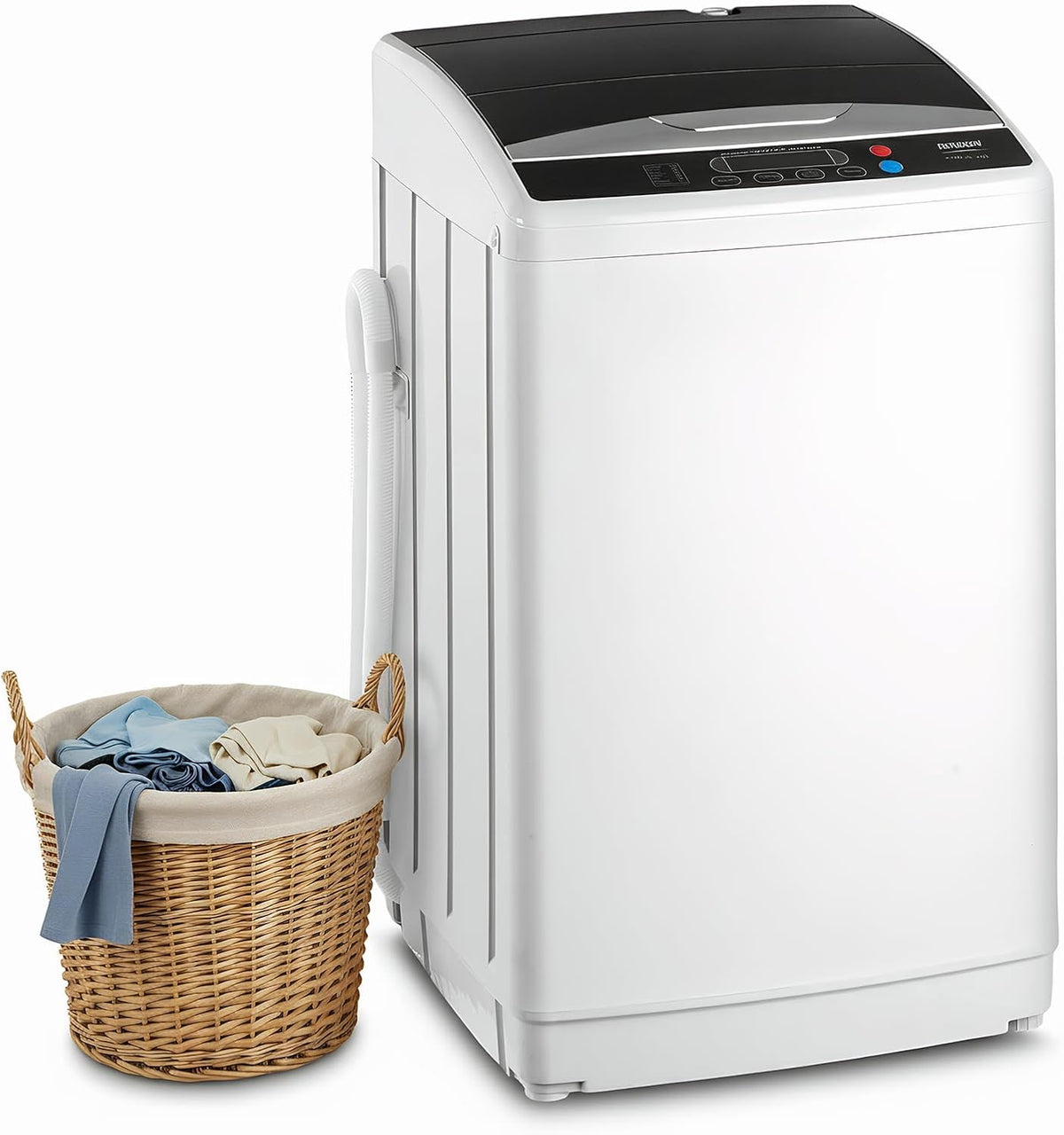 Máquina de lavar roupa, ROVSUN, Waschmaschine, 70 dB, 87 cm, 51 × 47 × 87 cm, 5 kg, com temporizador, aço inoxidável, aço, Branco / Preto