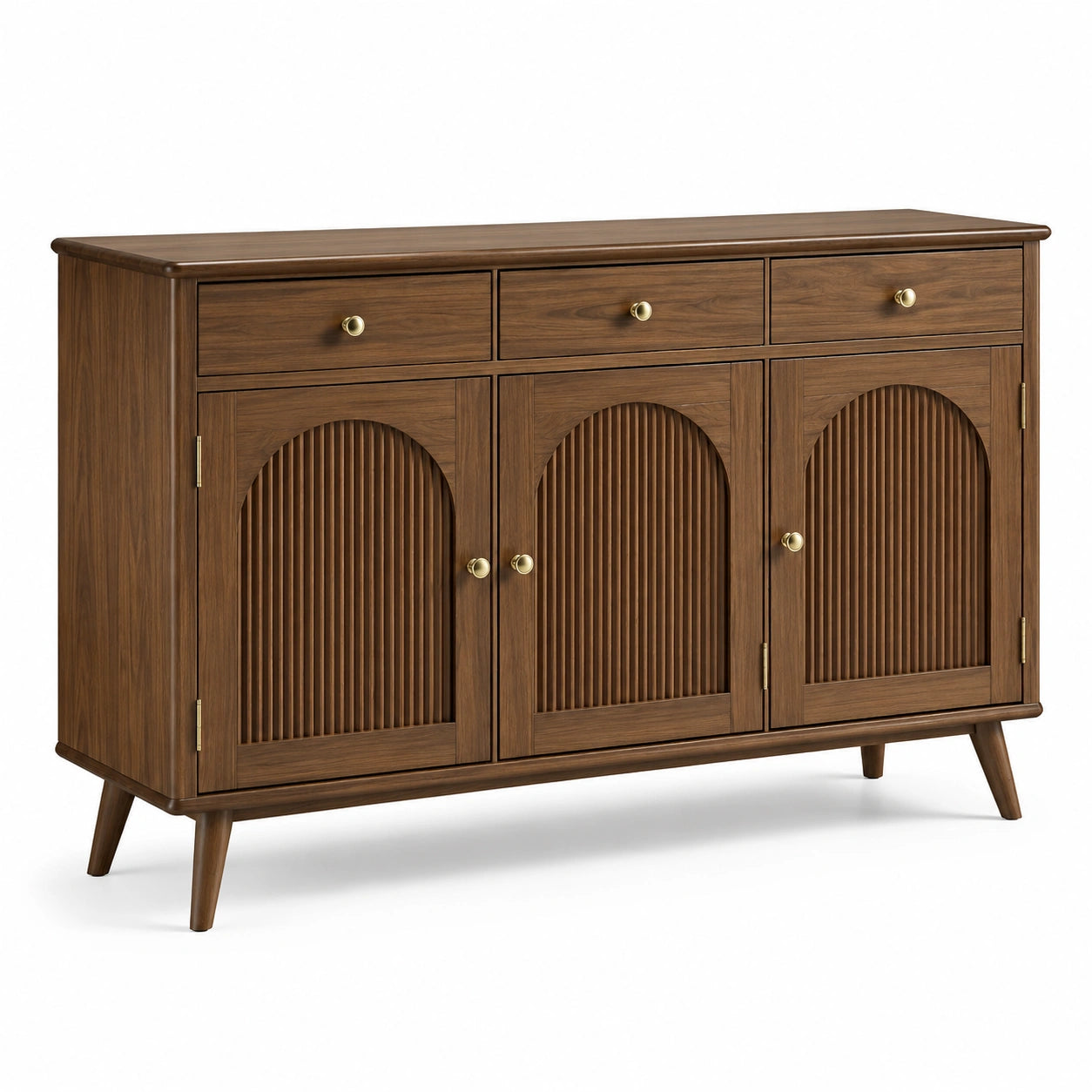 Aparador de madera de nogal con puertas y cajones