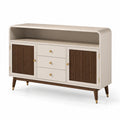 Aparador de MDF y madera de nogal con puertas y cajones 150x45x90 cm