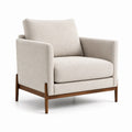Sillón de lino beige con estructura de madera 80x85x75cm