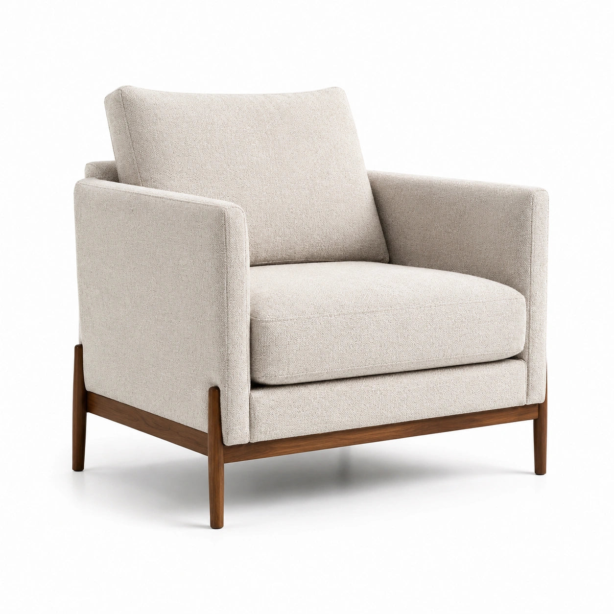 Sillón de lino beige con estructura de madera 80x85x75cm