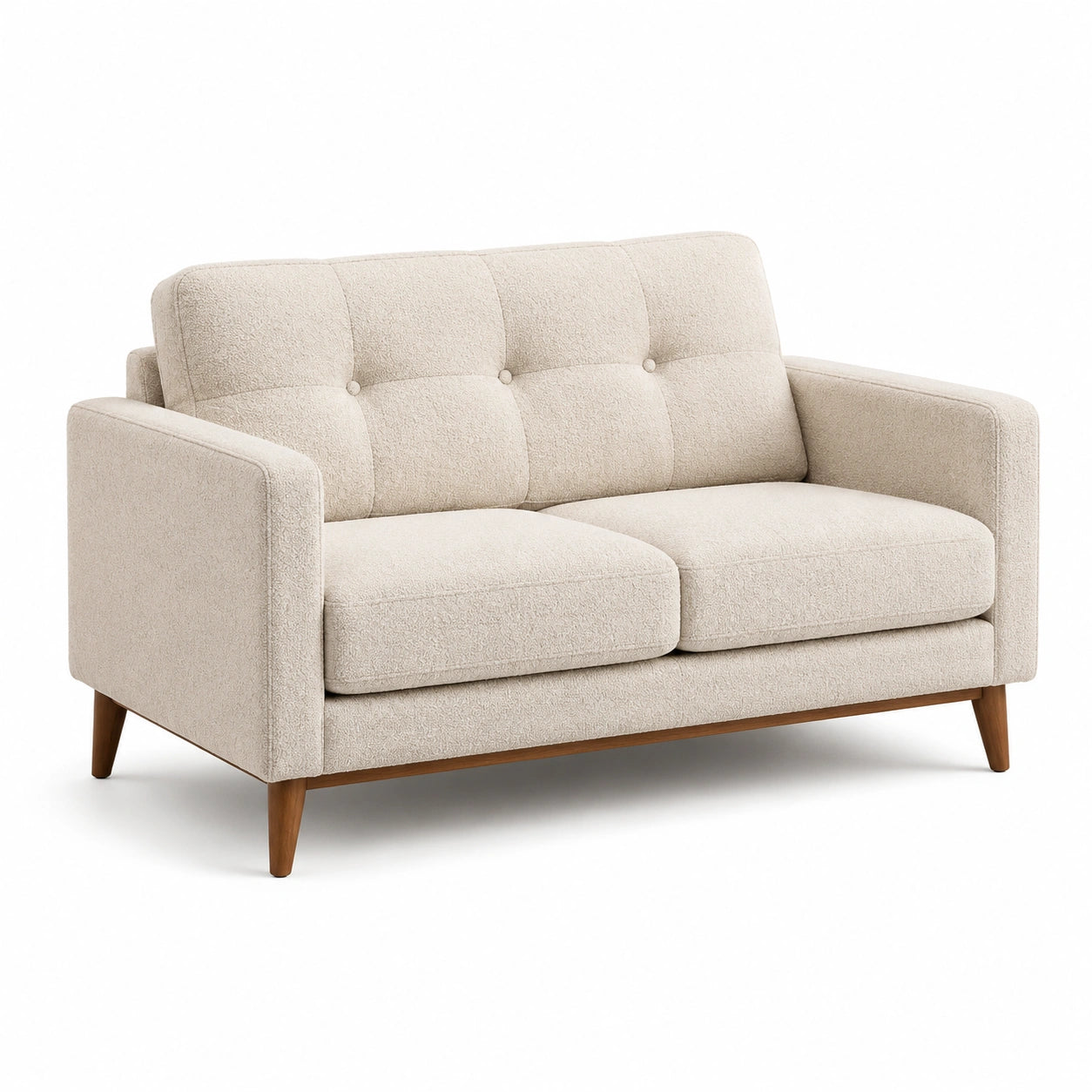 Sofá de 2 plazas de tela de poliéster beige con estructura de madera