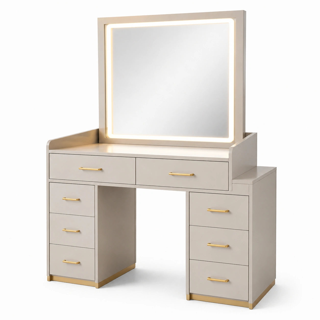 Tocador MDF con Espejo LED 120x40x140 cm Beige