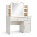 Tocador de MDF con espejo LED color blanco 100x150x40 cm