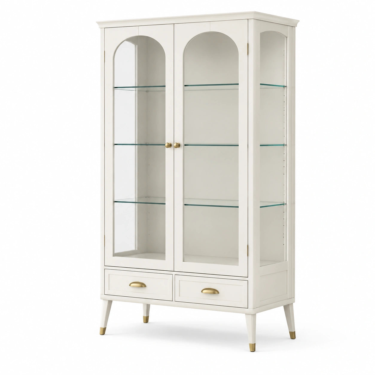 Vitrina de Madera con Puertas de Vidrio Templado Blanca