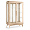 Vitrina de madera de roble con puertas de vidrio templado