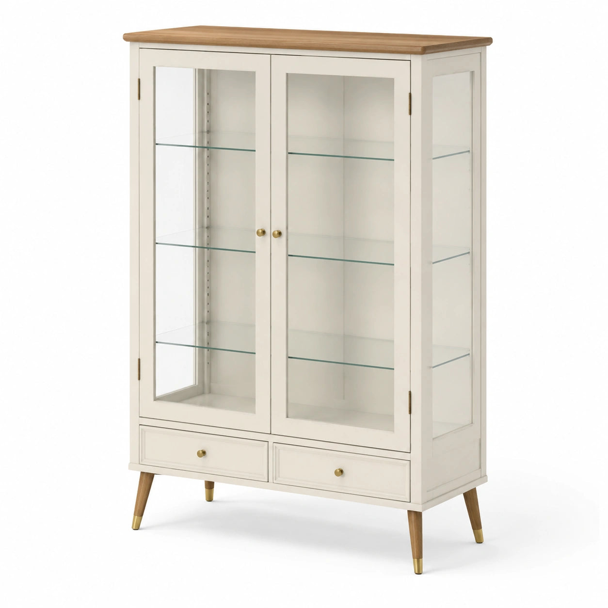 Vitrina de madera con puertas de vidrio templado 120x180x40 cm
