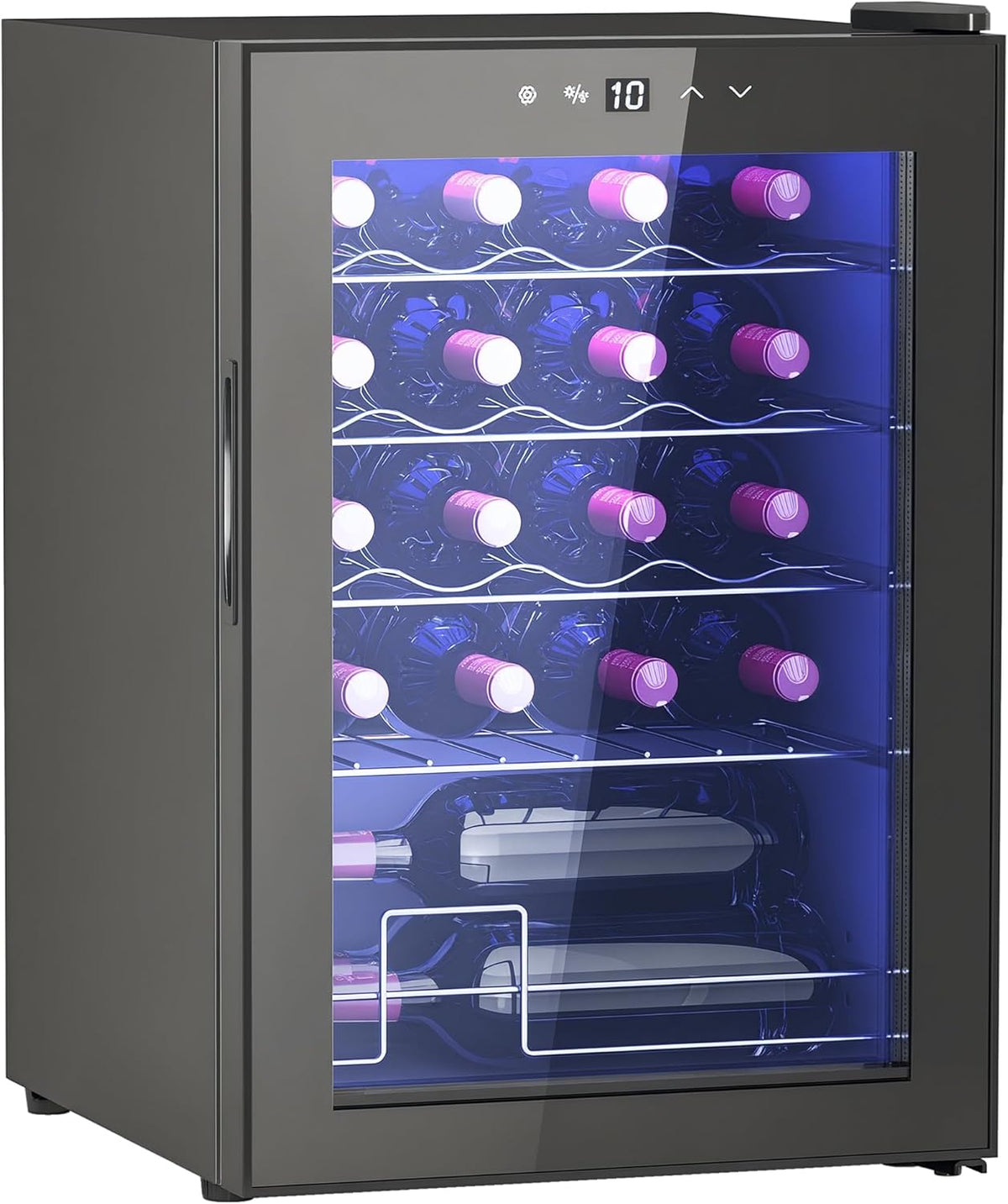 HOMCOM, Frigorífico para bebidas, Weink, 53L, 31,5 cm, 39 dB, 7 × 31,5 cm, regulável, com iluminação LED, Preto, para uso diário