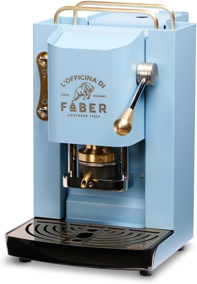 Máquina de café, FABER COFFEE MACHINES, 1,5 l, 1,3 l, 15 bar, regulável, aço, alumínio, Azul / Dourado, para a cozinha