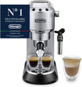 Máquina de café expresso, De'Longhi, Dedica, 15cm, 15 bar, 12 cm, altura regulável, regulável, metal, Prateado / Preto, para a cozinha