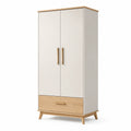 Armario de Madera Blanco con Puertas y Cajón de Roble