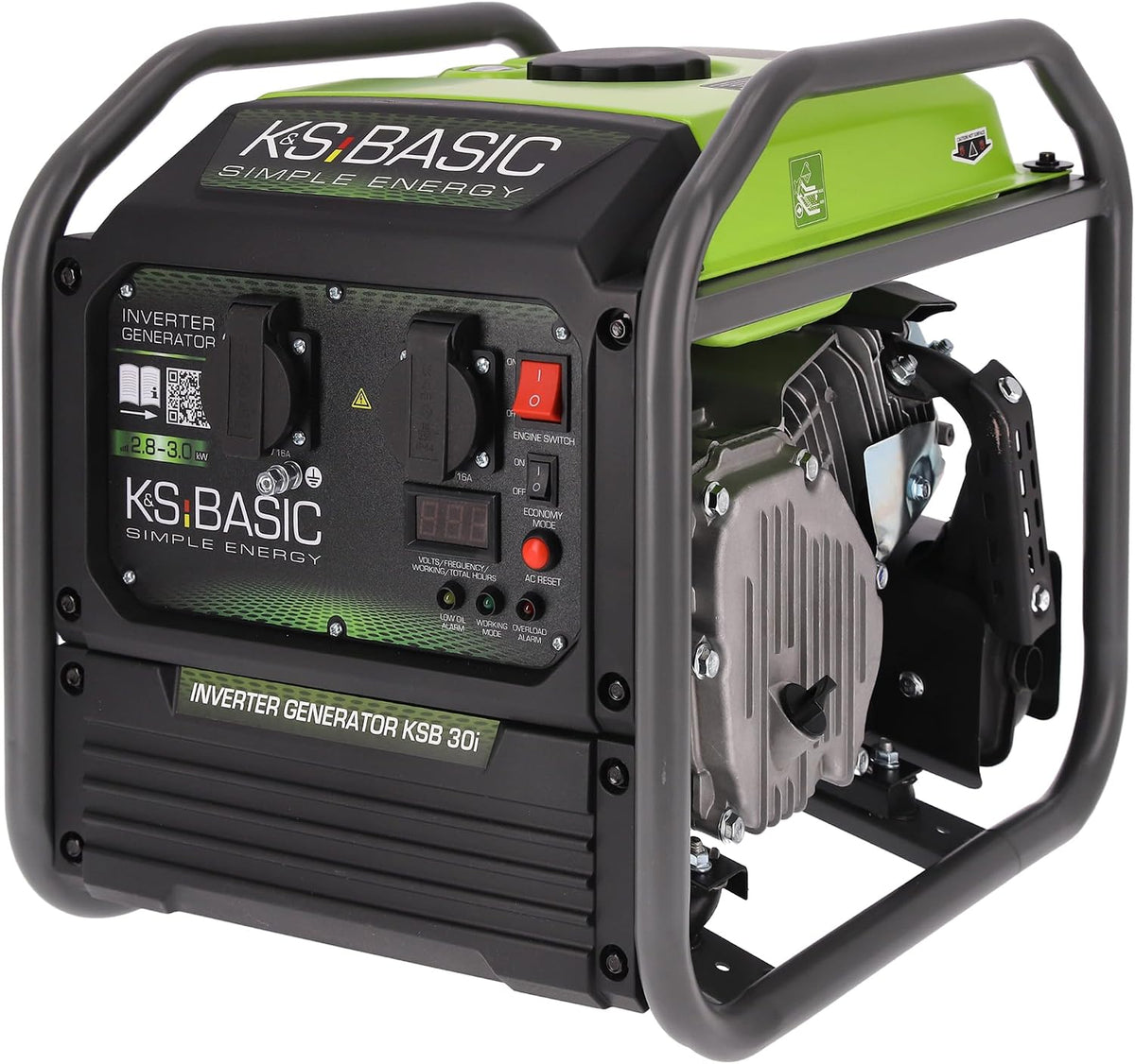 Gerador elétrico, K&S Könner&Söhnen, 2800W, 3000W, Preto / Verde, para trabalhos de manutenção
