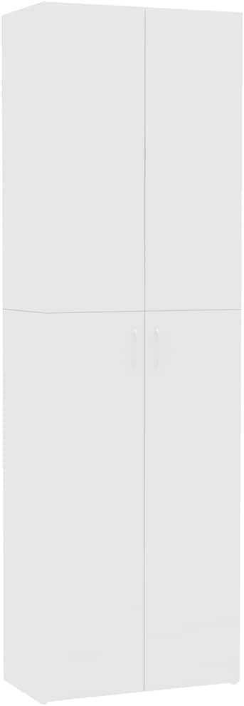 Armário de arrumação, vidaXL, 60 × 32 × 190cm, 190 cm, com prateleiras, com portas, aço, madeira, Branco, para uso diário