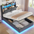 Cama, AOGLLATI, Bett, 90 × 200cm, com iluminação LED, com comando à distância, sem colchão, madeira, DunkelCinzento, para o quarto