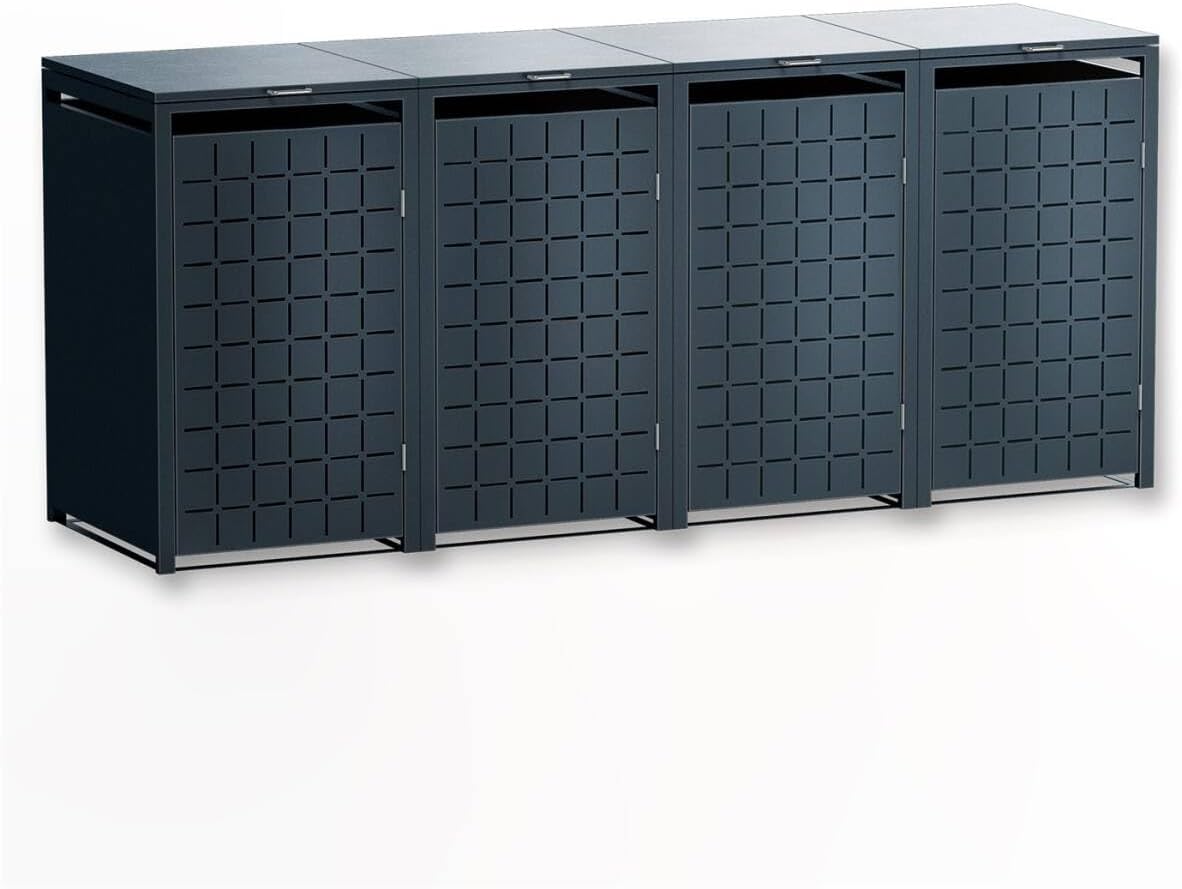 Abrigo para contentores, Metzler, 240L, 60L, 120L, 180L, resistente à água, aço, metal, Antracite, para utilização no exterior