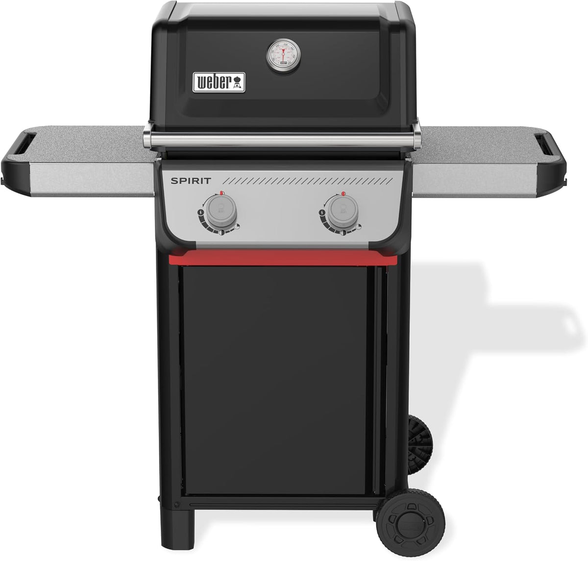 Grelhador a gás, Weber, Spirit, 46 cm, 51 × 46 cm, com rodas, aço inoxidável, aço, Preto / Prateado, para utilização no exterior