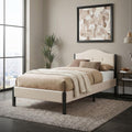 Cama, ML DESIGN modern living, 90 × 200 cm, aço, madeira, Bege / Preto, para o quarto