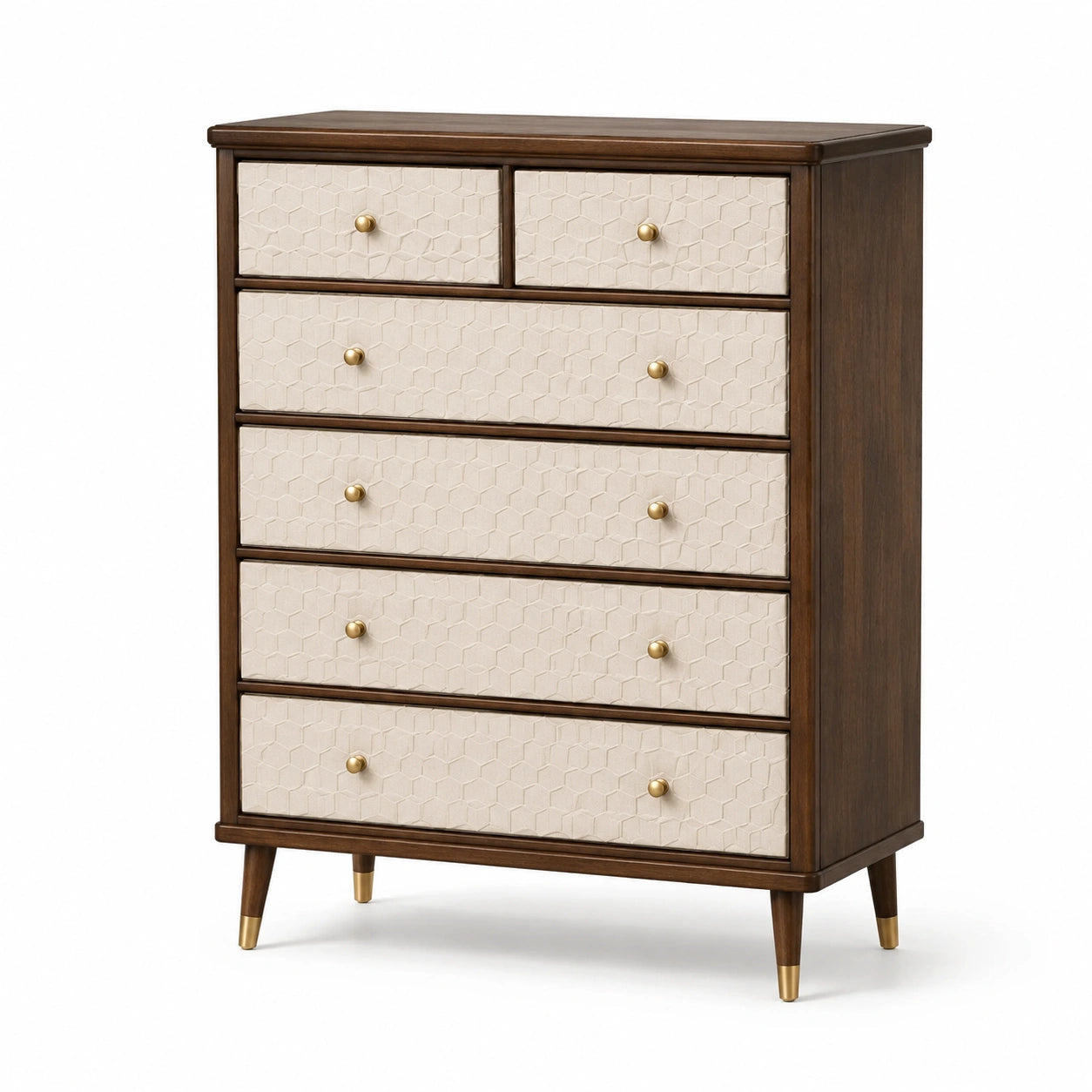 Cómoda de Madera y Tela con 5 Cajones