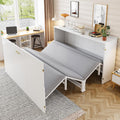 Cama, Jovify, 140 × 200cm, dobrável, com rodas, com colchão, madeira, metal, Branco / Cinzento, para o quarto