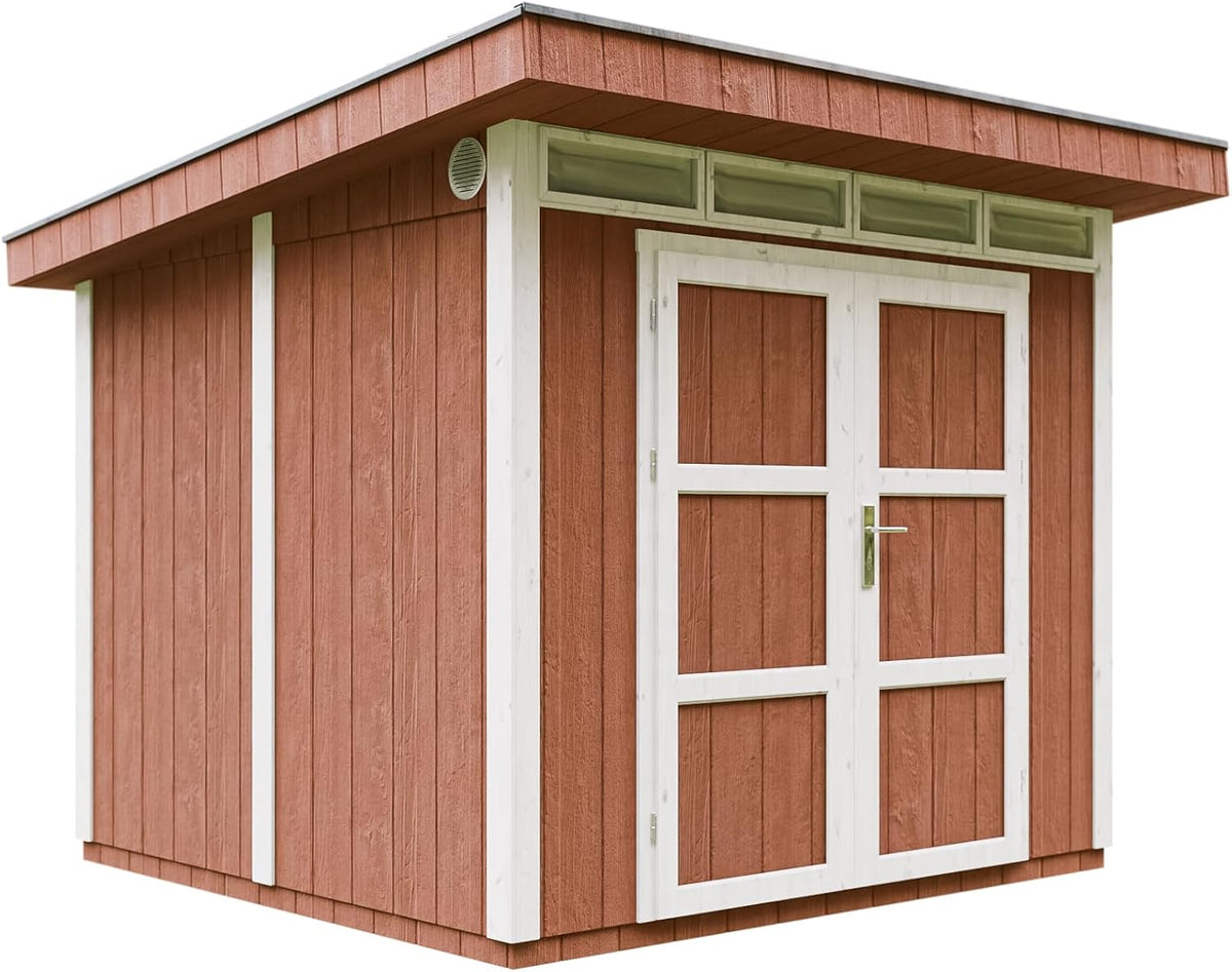 Abrigo de jardim, TIMBELA, M903A, com rodas, madeira, Vermelho / Branco, para utilização no exterior