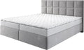 Cama box spring, DELIFE, Boxspringbett, 180 × 200 cm, 56 cm, 3 cm, com colchão, alumínio, poliéster, Cinzento / Branco, para o quarto