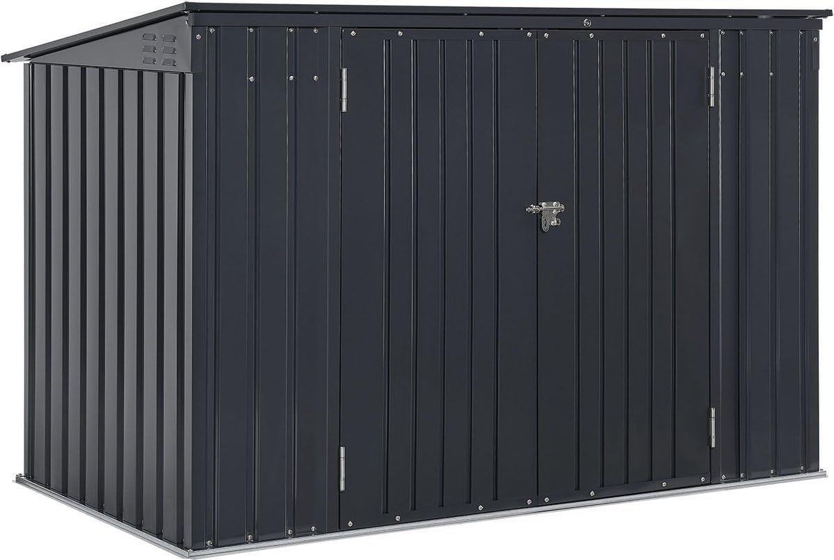 Abrigo para contentores, Juskys, 3er, dobrável, metal, Antracite, para utilização no exterior