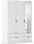 Roupeiro, Rauch Möbel, Lagoa, 136 cm, 136 × 197 × 54cm, com gavetas, com portas, madeira, Branco, para o quarto