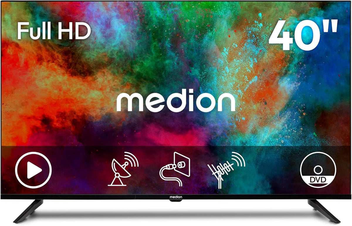 Televisor, MEDION, 100, 100,3 cm, 40 ', com comando à distância, com temporizador, Preto, para uso diário