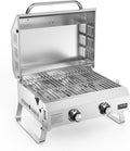 Grelhador a gás, onlyfire, Tischgasgrill, 4.7 kW, 46 × 35cm, 52,7 L, dobrável, aço inoxidável, aço, Prateado, para utilização no exterior
