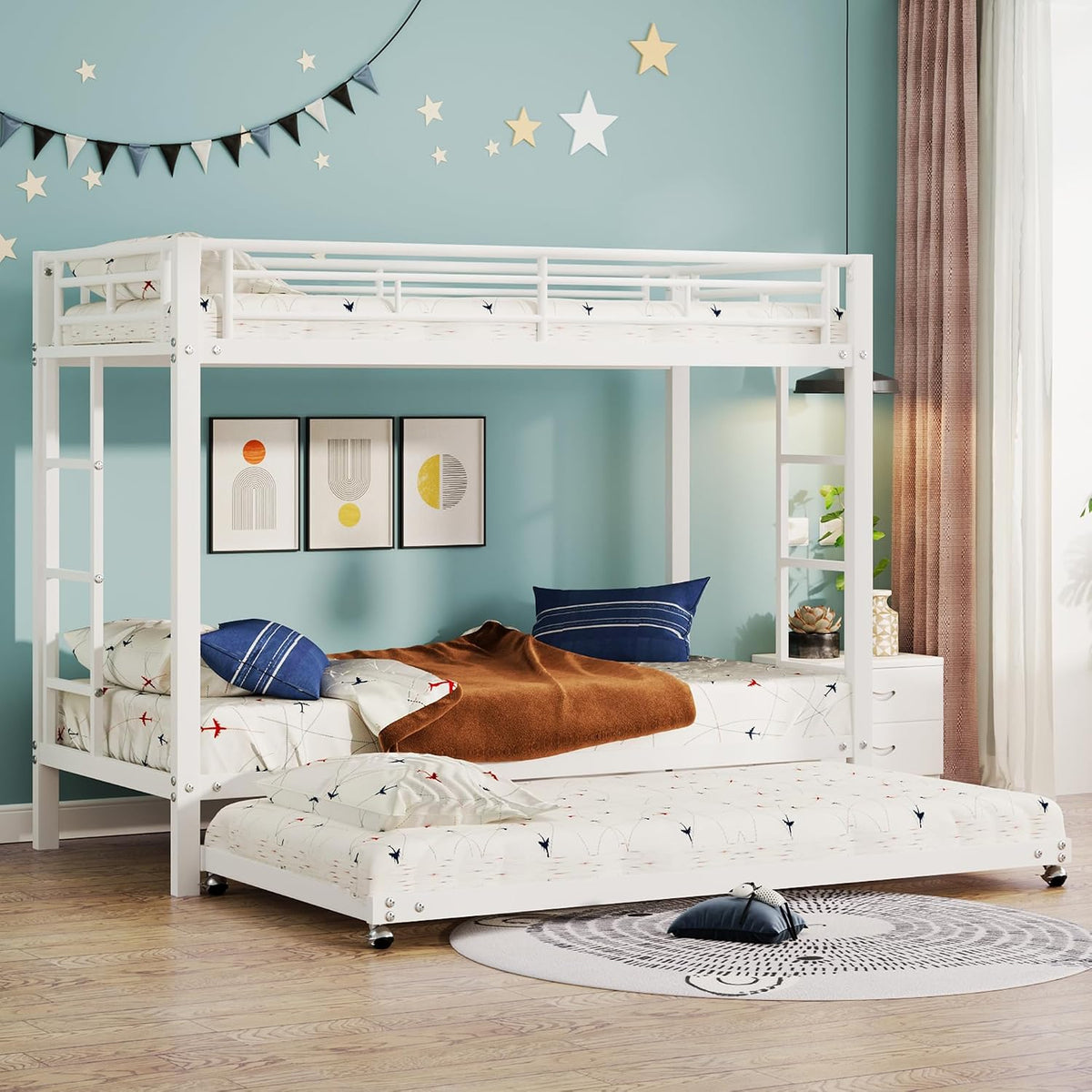 Cama, Jovify, 90 × 200cm, 200 cm, sem colchão, metal, Branco, para o quarto