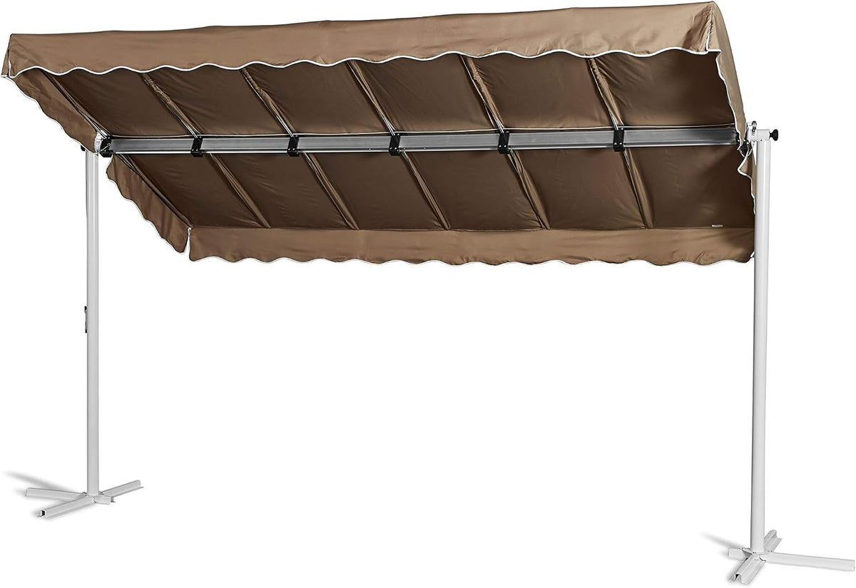Toldo, GRASEKAMP Qualität seit 1972, Stand, 3,75 × 2,25m, 220 cm, 375 × 225 × 220cm, regulável, aço, alumínio, Taupe / Branco