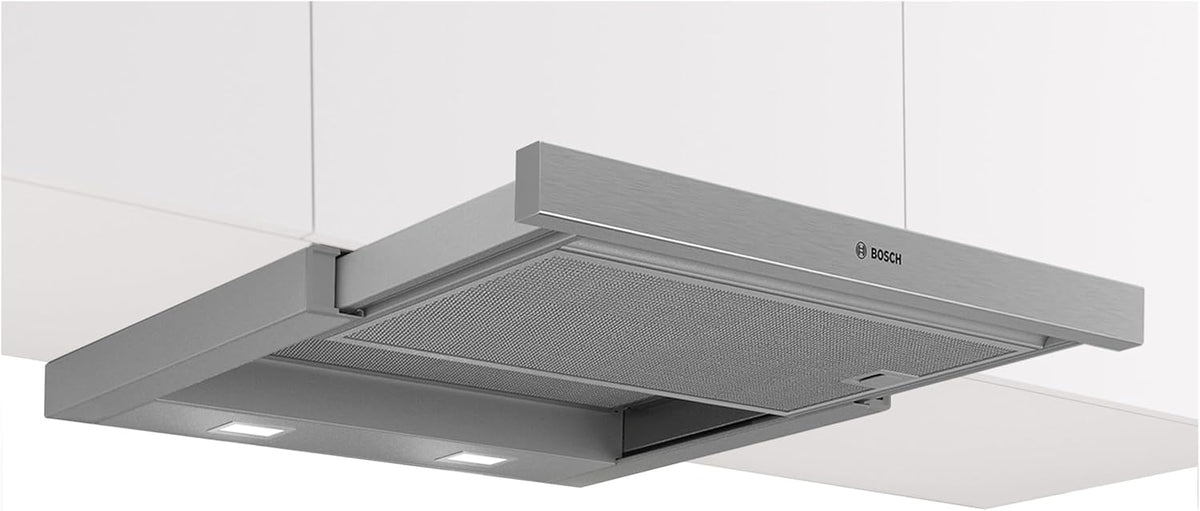 Bosch, Exaustor de encastre, DFL063W57, 60 cm, 1,5 W, com iluminação LED, Prateado, para uso diário