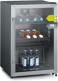 Frigorífico para bebidas, SEVERIN, Flaschenk, 118 L, 0,33L, 237 L, 248 L, 0,5 L, altura regulável, regulável, com iluminação LED, aço inoxidável, aço