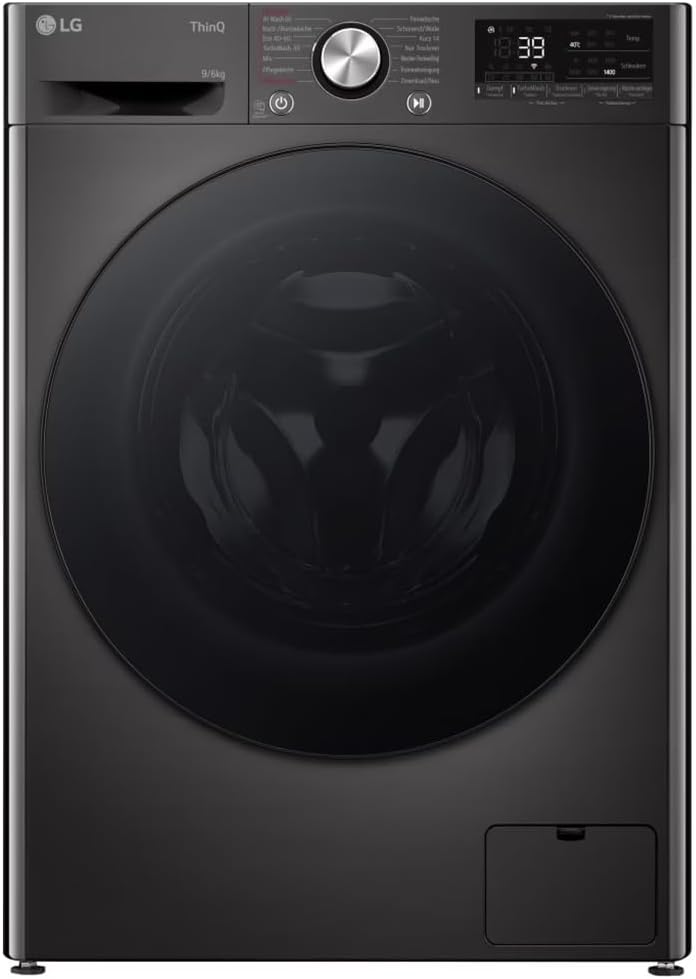 LG, Máquina de lavar e secar roupa, W4WR7096YB, 6 kg, 85 cm, 62 × 60 × 85 cm, classe energética D, com comando à distância, com controlo por aplicação