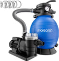 Filtro, Monzana, Sandfilteranlage, 9600L/h, 30.000L, 9.600 l/h, 9.600L, 400W, plástico, metal, Azul / Preto, para uso diário