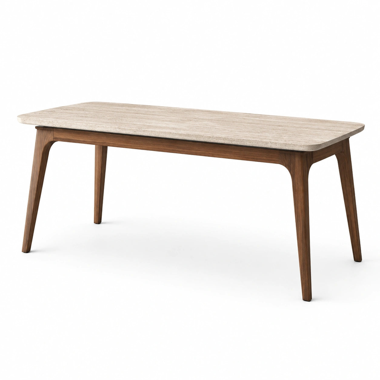 Mesa de comedor de travertino y madera nogal 180x90x75 cm