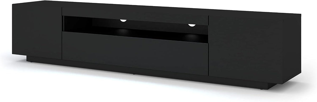 Móvel de TV, BIM Furniture, Lowboard, 200 cm, 37 cm, com iluminação LED, Preto, para a sala