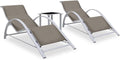 Espreguiçadeira, ChicAbode, 0610A382, resistente à água, alumínio, vidro, Taupe / Branco, para uso diário