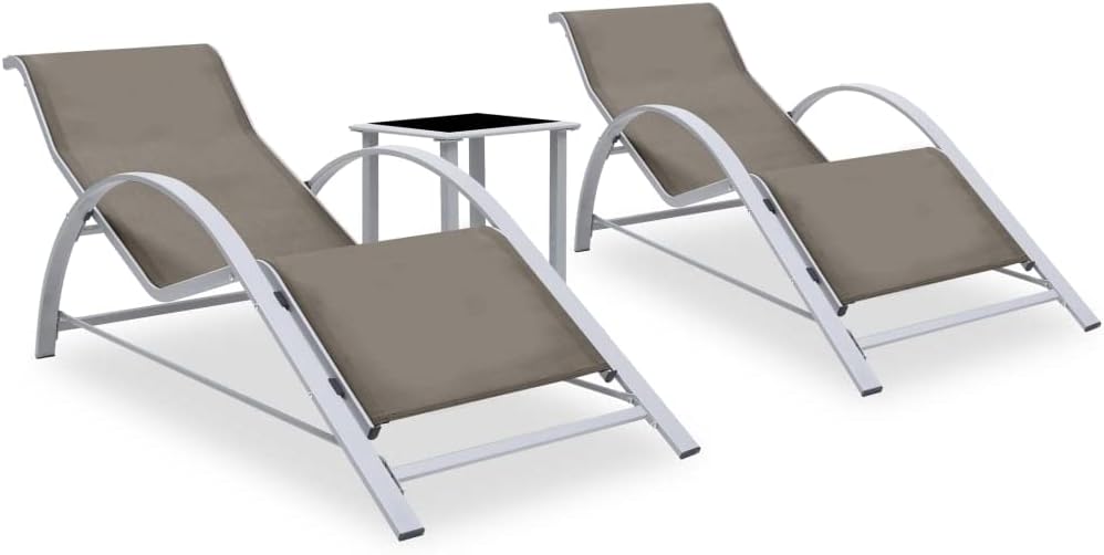 Espreguiçadeira, ChicAbode, 0610A382, resistente à água, alumínio, vidro, Taupe / Branco, para uso diário