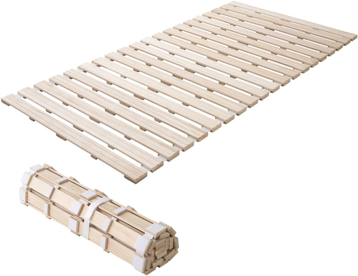 Colchão, EMOOR, Rolllatten, 200 cm, 100 × 200 cm, 100 cm, 2,5 cm, 6 kg, dobrável, com rodas, madeira, Natürlich, para o quarto