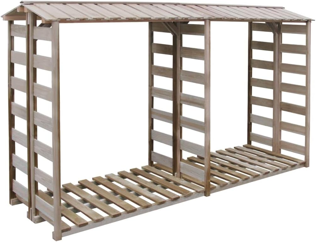Abrigo de jardim, vidaXL, Brennholz-Lagerschuppen, 176 cm, 300 × 90 × 176 cm, madeira, Castanho, para utilização no exterior