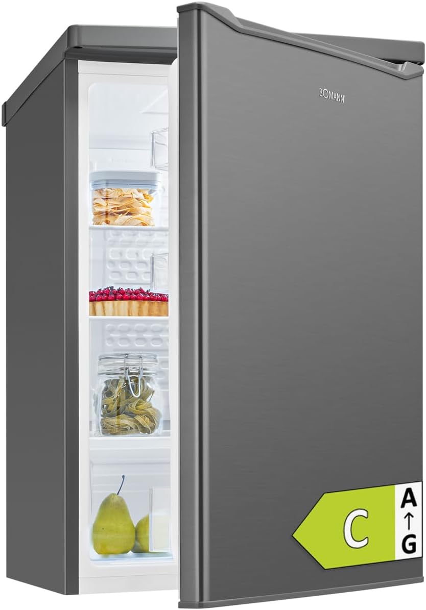 Frigorífico combinado, Bomann, 126L, 85cm, 35dB, Prateado, para uso diário