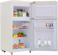 Frigorífico combinado, Merax, Retro, 72L, 21L, 39 dB, classe energética E, regulável, com iluminação LED, Branco, para uso diário