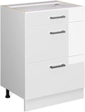 Armário inferior, Vicco, 60 cm, 81,6 cm, 46 cm, com gavetas, painel de madeira, Branco, para uso diário