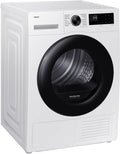 Samsung, Máquina de secar roupa, DV5000D, 9 kg, classe energética C, com controlo por aplicação, vidro, Branco / Preto, para uso diário
